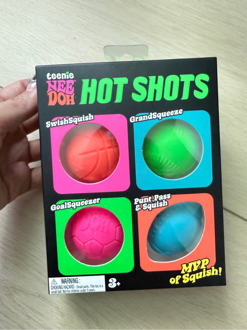 Brand New NeeDoh Hot Shots Kids Squishy Ball Set - Orange, Green, Pink, Blue